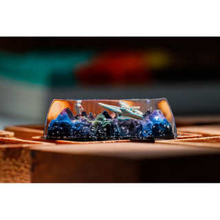 Nút bàn phím cơ phi hành gia + tàu vũ trụ.Keycap resin galaxy.Keycap Artisan