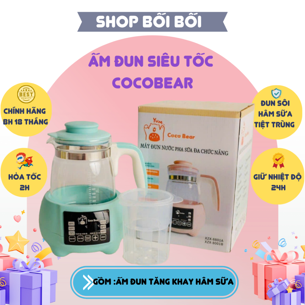 🆘 KHAY HÂM SỮA🆘 ẤM ĐUN NƯỚC PHA SỮA COCO BEAR BH 18 THÁNG