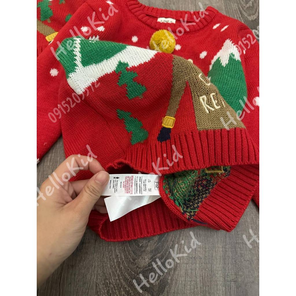 Áo len tuần lộc mũi đỏ đi tuyết thêu cho bé FF