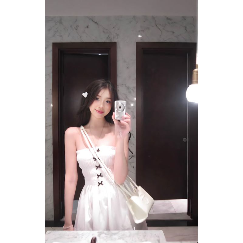 Đầm dáng dài đính nơ OHOH