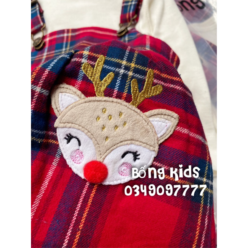 Set Yếm Váy Dạ Bé Gái Kẻ Đỏ Grg