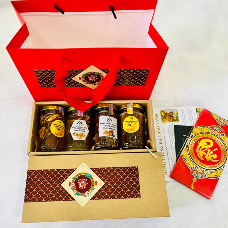 Set quà Đông Trùng Hạ Thảo ngâm mật ong 4 vị, hũ 100ML