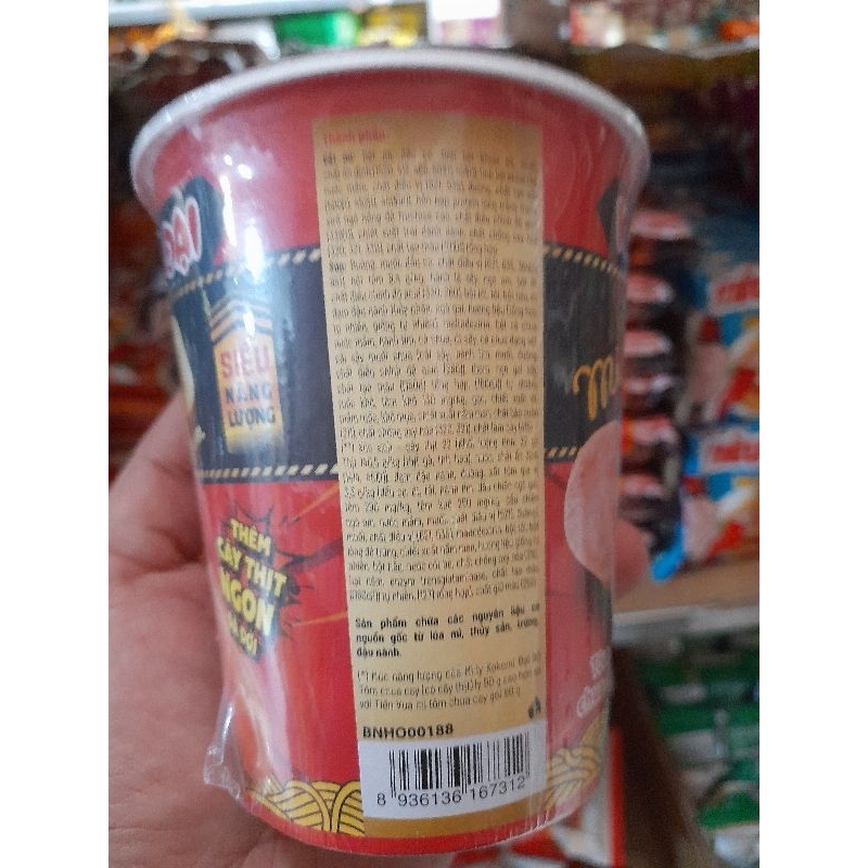 Thùng 24 ly mì Kokomi đại 90 tôm chua cay có thêm cây xúc xích