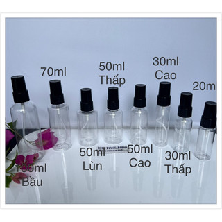 Chai nhựa xịt sương - chai pet trong suốt xịt nước phun sương 100ml 70ml 50ml 30ml 20ml