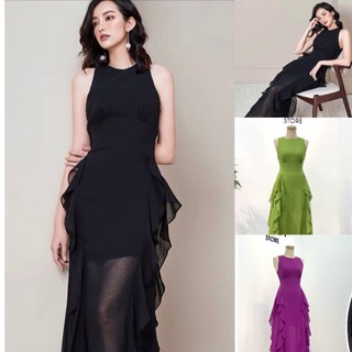 Đầm maxi voan nhún bèo, có video mẫu mặc (VD96)