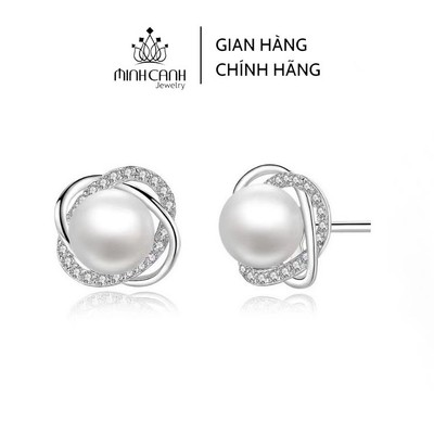 Bông Tai Ngọc Trai Nhân Tạo Viền Xoắn Đá Minh Canh Jewelry