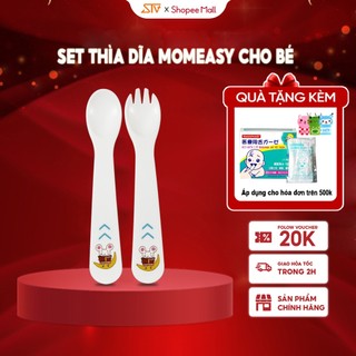 Set Thìa Dĩa Tập Xúc Momeasy Chất Liệu Nhựa PP 2 Màu Dễ Thương Cho Bé 45341