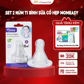 Set 2 Núm Ti Bình Sữa Cổ Hẹp Momeasy Cho Bé