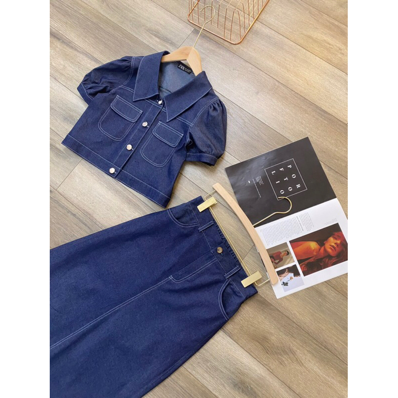 Set denim tay bồng + cv