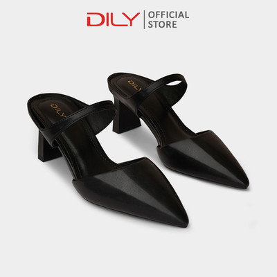 Guốc nữ cao gót DILY mũi nhọn basic, guốc sục nữ gót trụ hình học cao 6cm AA0454
