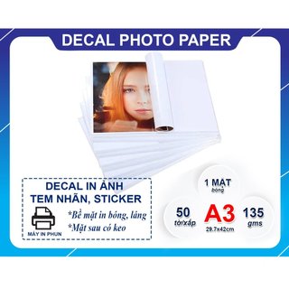DECAL GIẤY ẢNH A3( XẤP 50 TỜ)