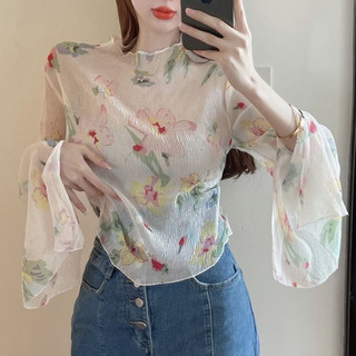 Áo voan nhún mỏng tay loe