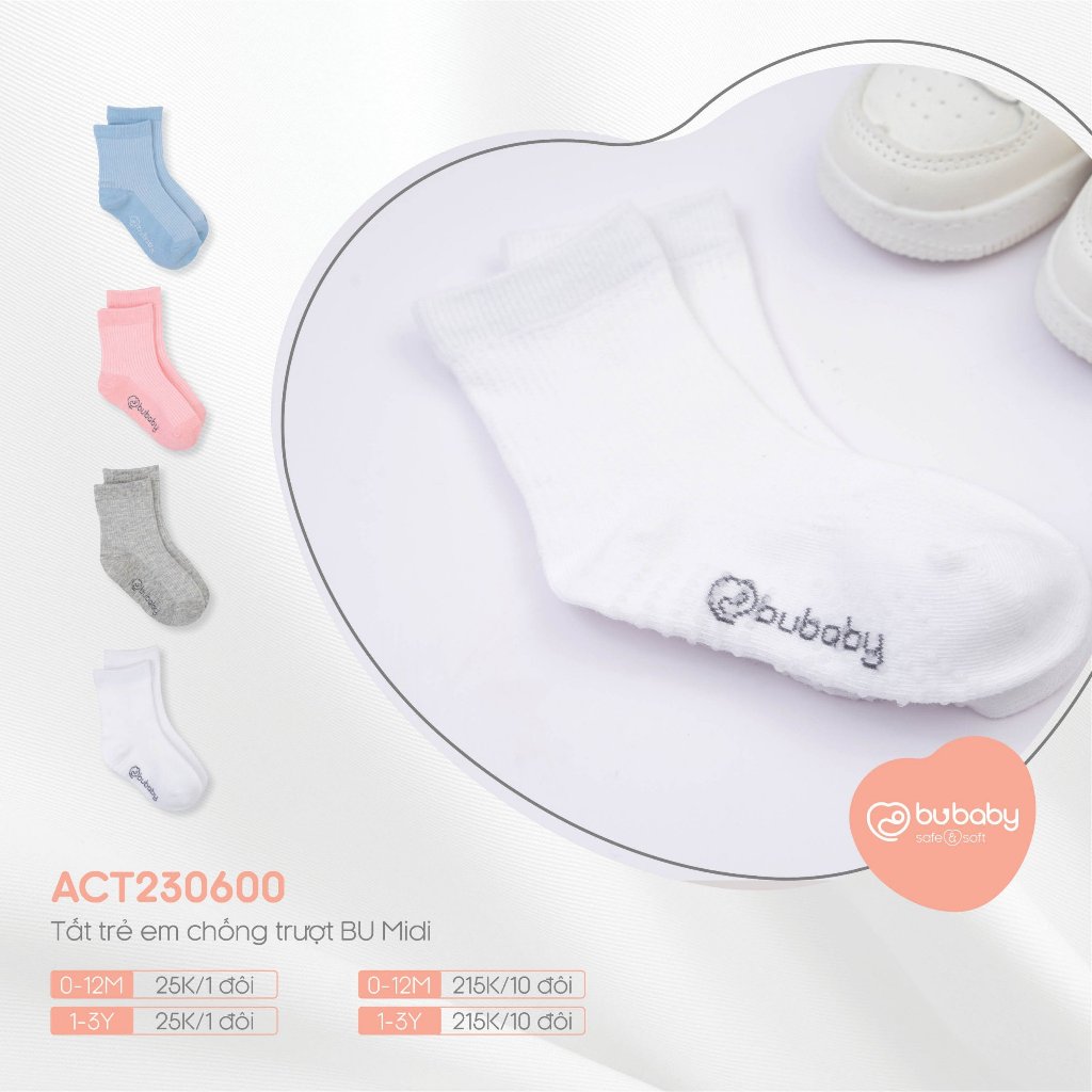 Bubaby - Tất trẻ em chống trượt Bu Midi Pure Cotton Bubaby - TAT273001