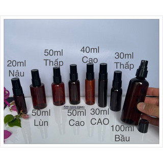 CHAI pet NÂU xịt PHUN SƯƠNG / XỊT GIỌT  100ML 50ml 30ml 20ml  - CHAI LỌ NHỰA TRONG SUỐT Chiết Mỹ phẩm Nước hoa