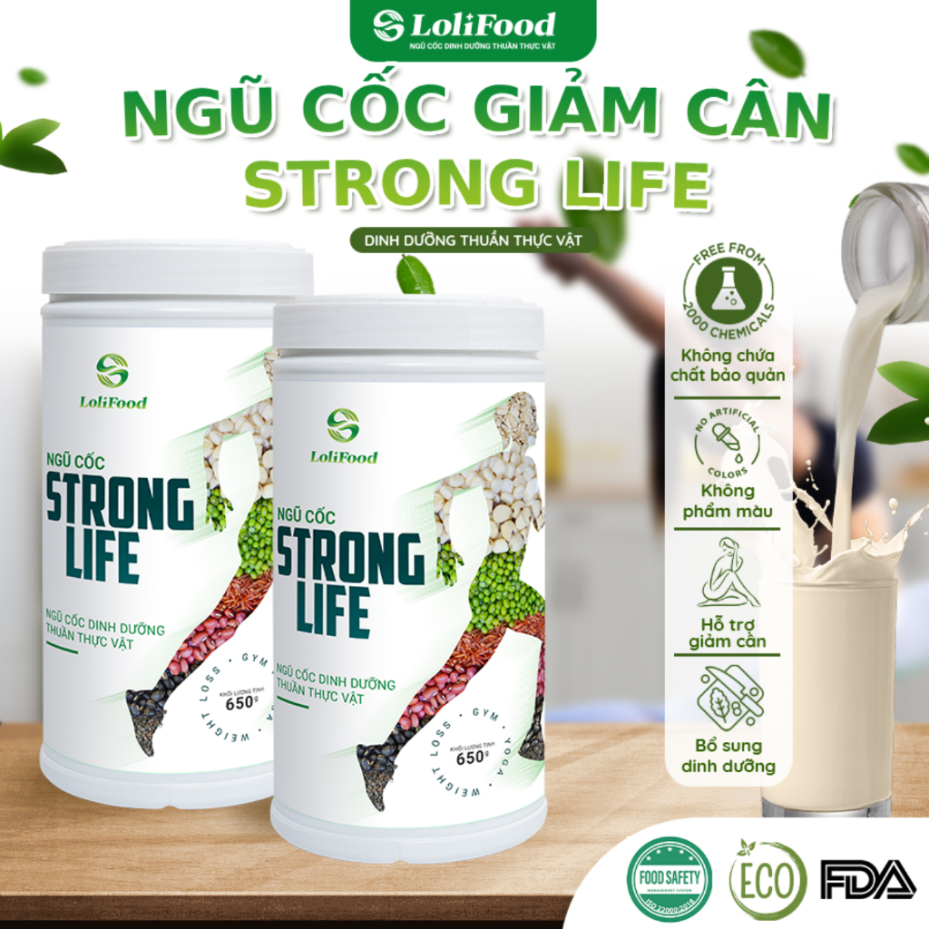 Bột Ngũ Cốc Giảm Cân StrongLife Ngũ Cốc Ăn Kiêng Giảm Cân Lolifood 650g Giữ Dáng Giảm Mỡ Bụng Tăng Cơ Uống Kèm Tập Gym