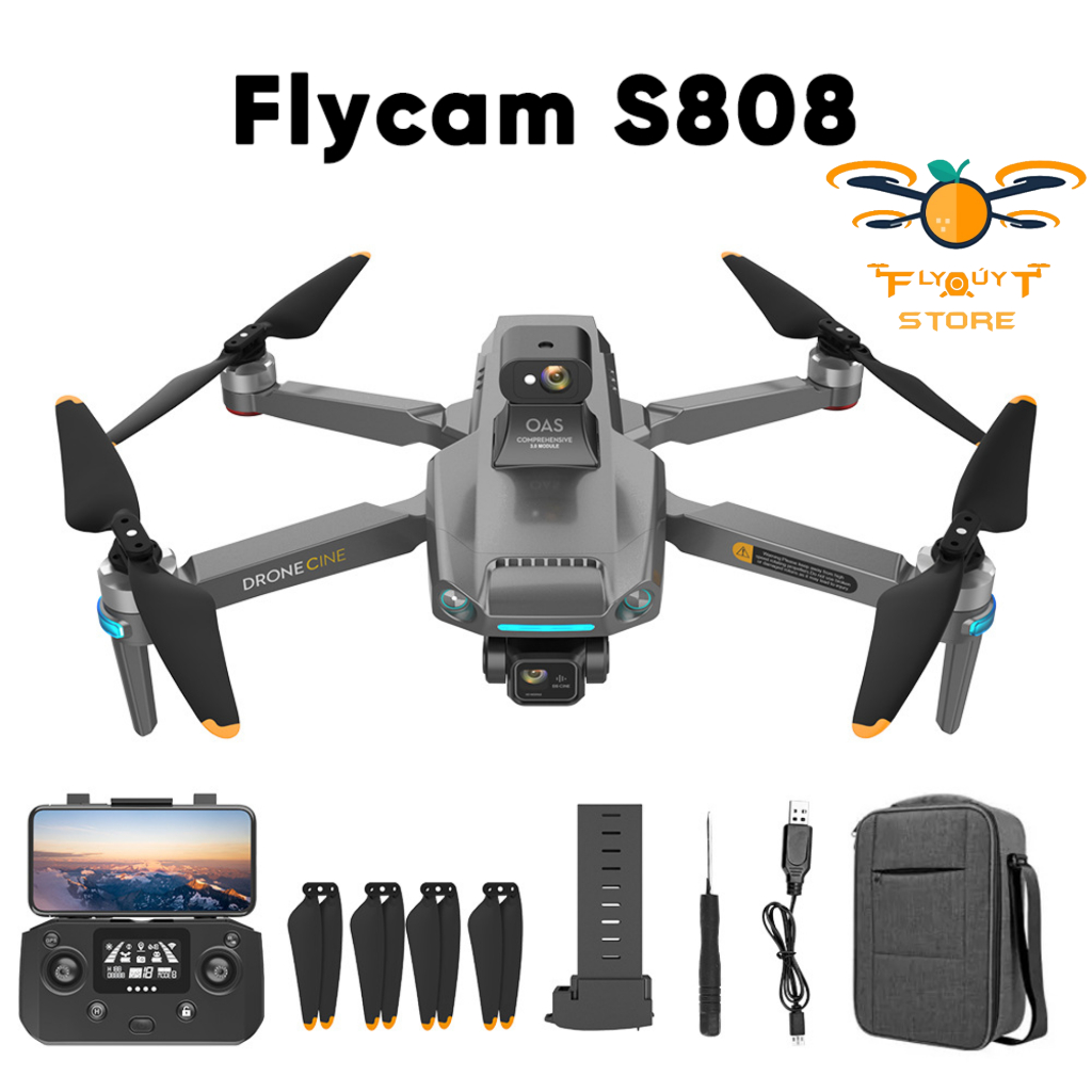 Flycam S808 Pro Nhập Khẩu Chính Hãng Gimbal Chống Rung Cảm Biến Tránh Vật Cản