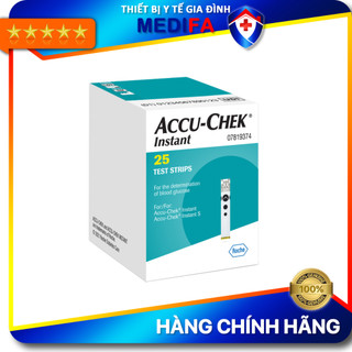 Hộp 25 que thử đường huyết Accu-Chek Instant đáp ứng tiêu chuẩn ISO về độ chính xác, Chính hãng Roche