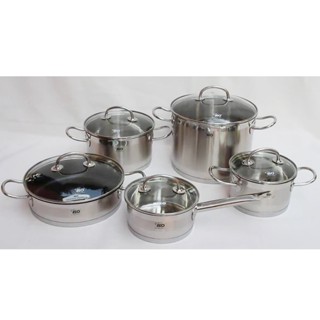 Bộ nồi Elo Profi Cristal 5 món cao cấp của Đức đáy 3 lớp nắp kính dùng cho bếp từ