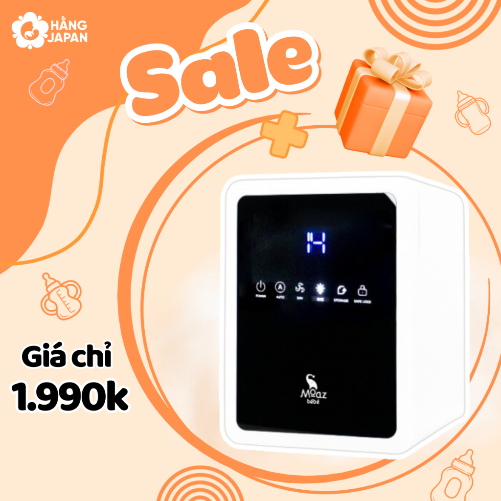 Máy tiệt trùng sấy khô tia UVC và bảo quản bình sữa Moazbebe MB038 dung tích 18 lit - BH 12 tháng