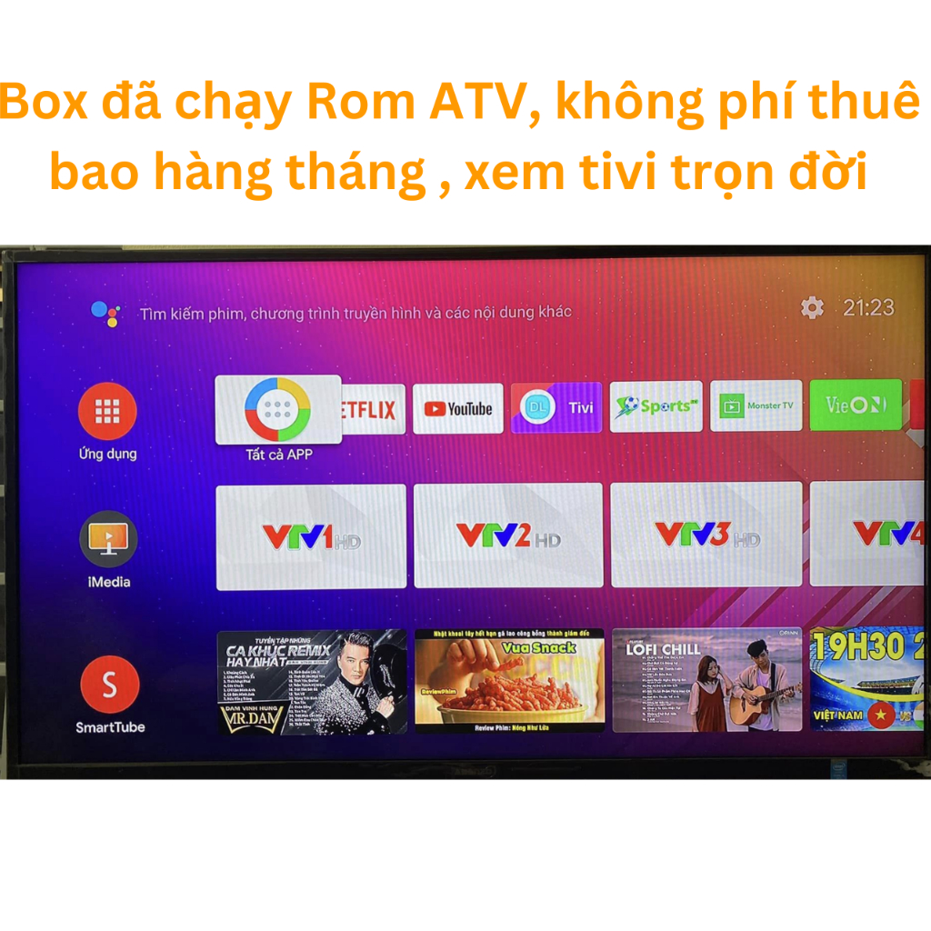 Android tivi box Viettel DV8535  rom ATV 12 đã  qua sử dụng box xem truyền hình bóng đá miễn phí