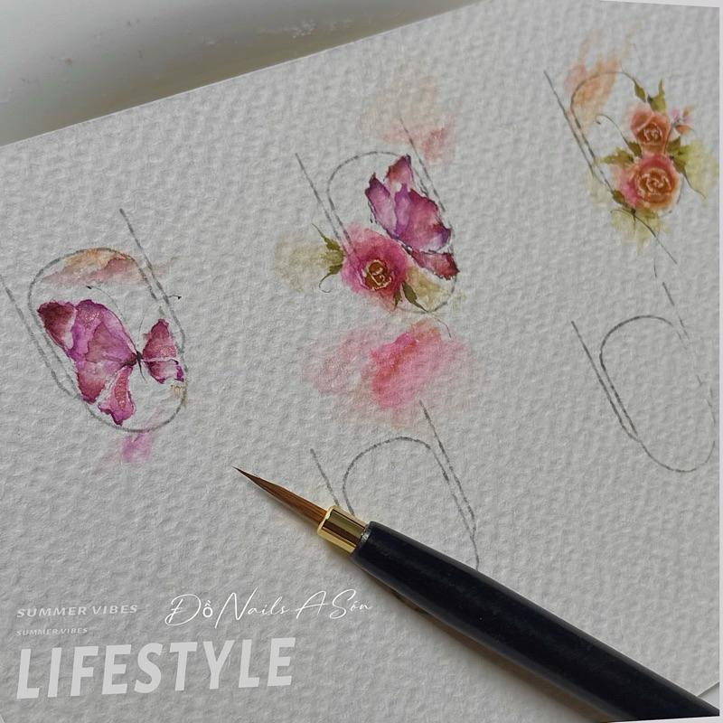 CỌ MÀU NƯỚC NAIL CAO CẤP | TẬP VẼ CAO CẤP NAIL