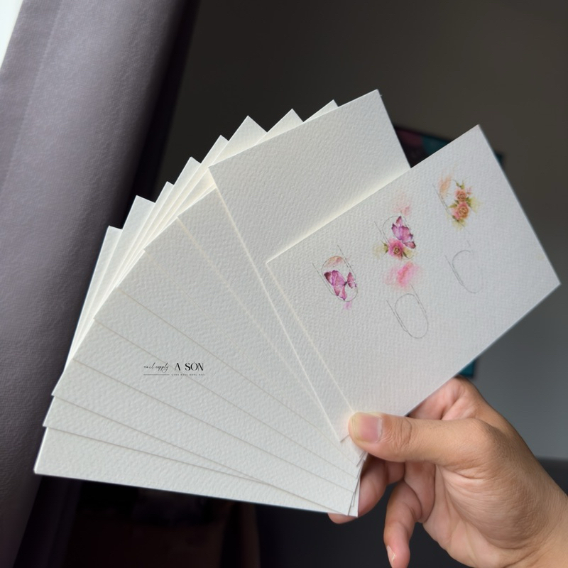10 Tờ Giấy Vẽ Màu Nước | Giấy vẽ màu nước nail set gồm 10 tờ