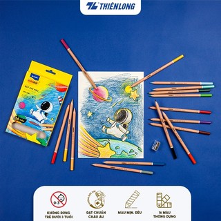 Bút chì màu thân gỗ tự nhiên Thiên Long Colokit CPC-C08- 16 màu- Chì màu cao cấp- Không độc hại, đạt tiêu chuẩn Châu Âu