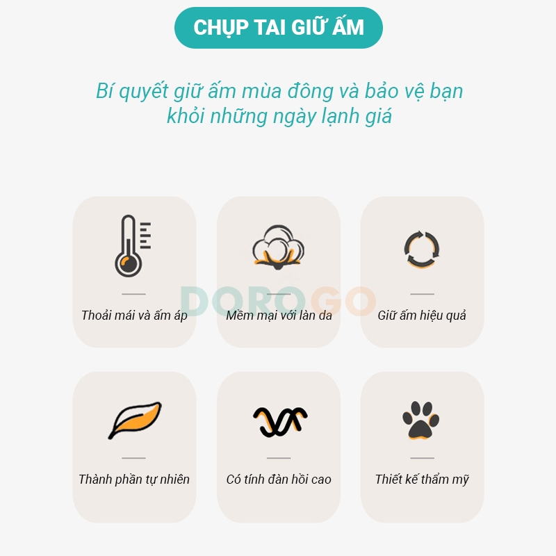 Chụp tai giữ ấm DOROGO bịt tai lông mùa đông gấp gọn mềm mại và thoải mái bảo vệ đôi tai khỏi giá rét mùa đông