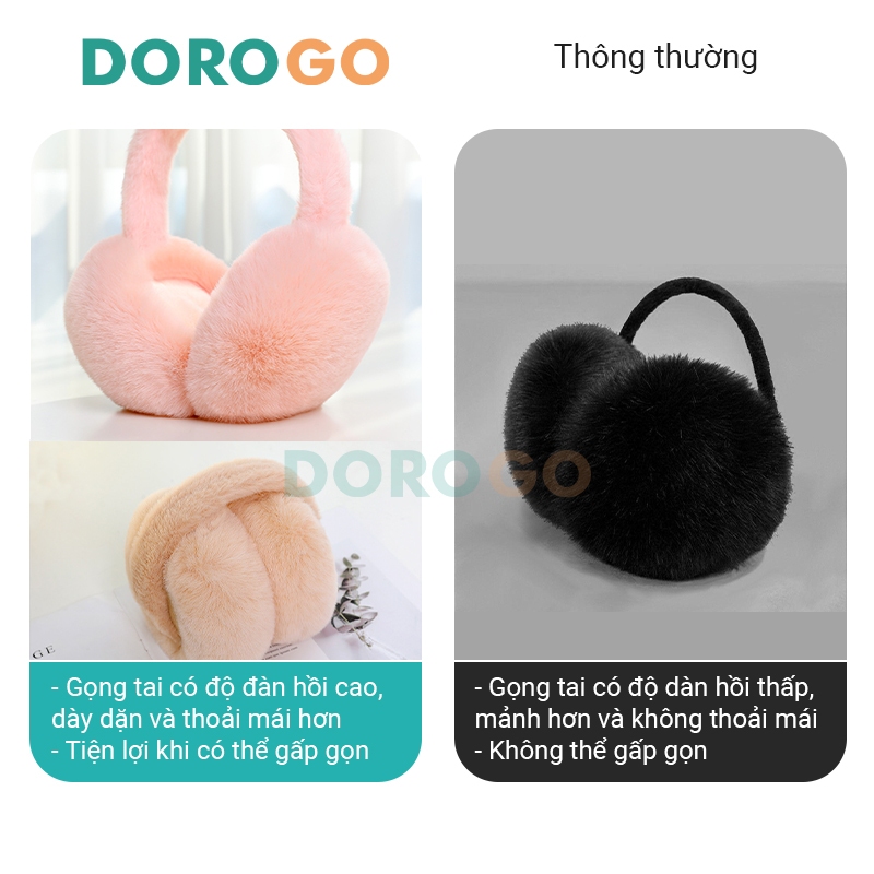 Chụp tai giữ ấm DOROGO bịt tai lông mùa đông gấp gọn mềm mại và thoải mái bảo vệ đôi tai khỏi giá rét mùa đông
