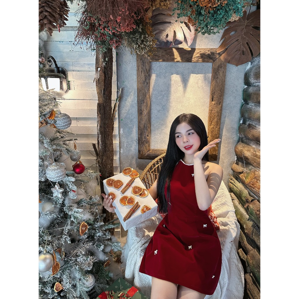 TA0053 ĐẦM NHUNG YẾM ĐÍNH NƠ