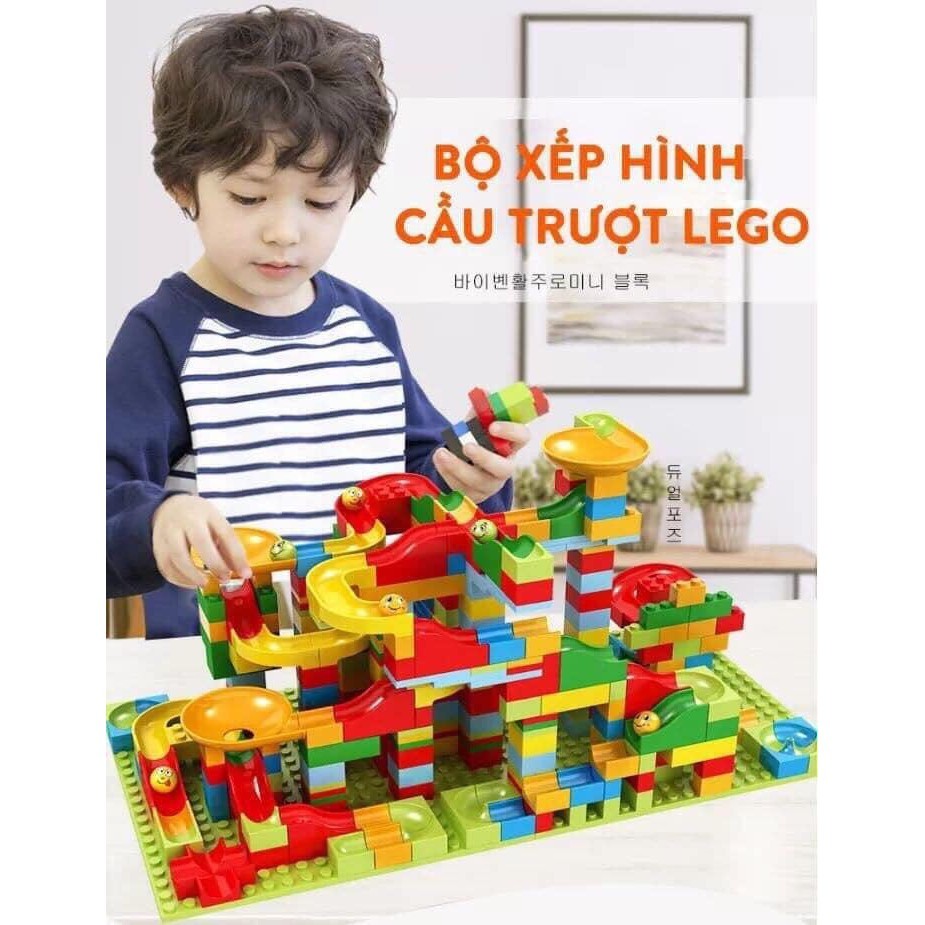 Bộ xếp hình lego cầu trượt thả bi 170 chi tiết, chất liệu nhựa ABS an toàn cho bé