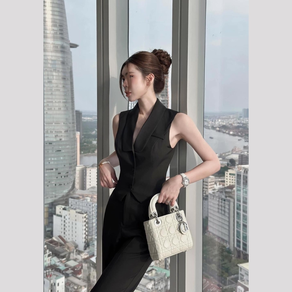 Set áo ba lỗ kèm quần ống rộng , Set gile quần ống loe , Bộ gile sang trọng cá tính