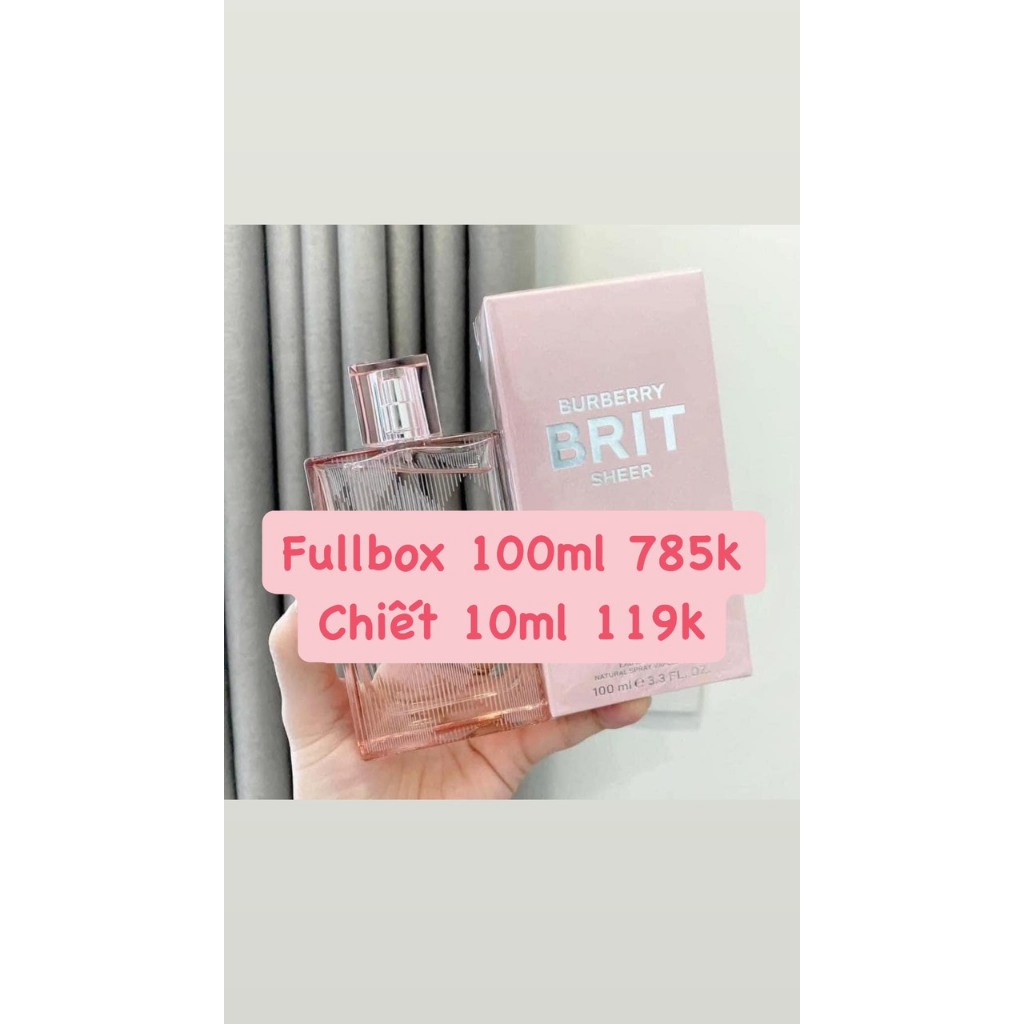 Nước Hoa Chiết  Burberry Brit Sheer EDT for Women 10ml