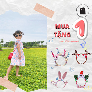 Váy bé gái họa tiết hoa hướng dương dáng xòe tay bồng, Đầm trẻ em cho bé từ 6 tháng (7-23kg) chất coton thấm hút mồ hôi.