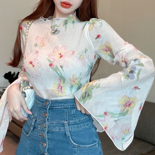 Áo voan nhún mỏng tay loe