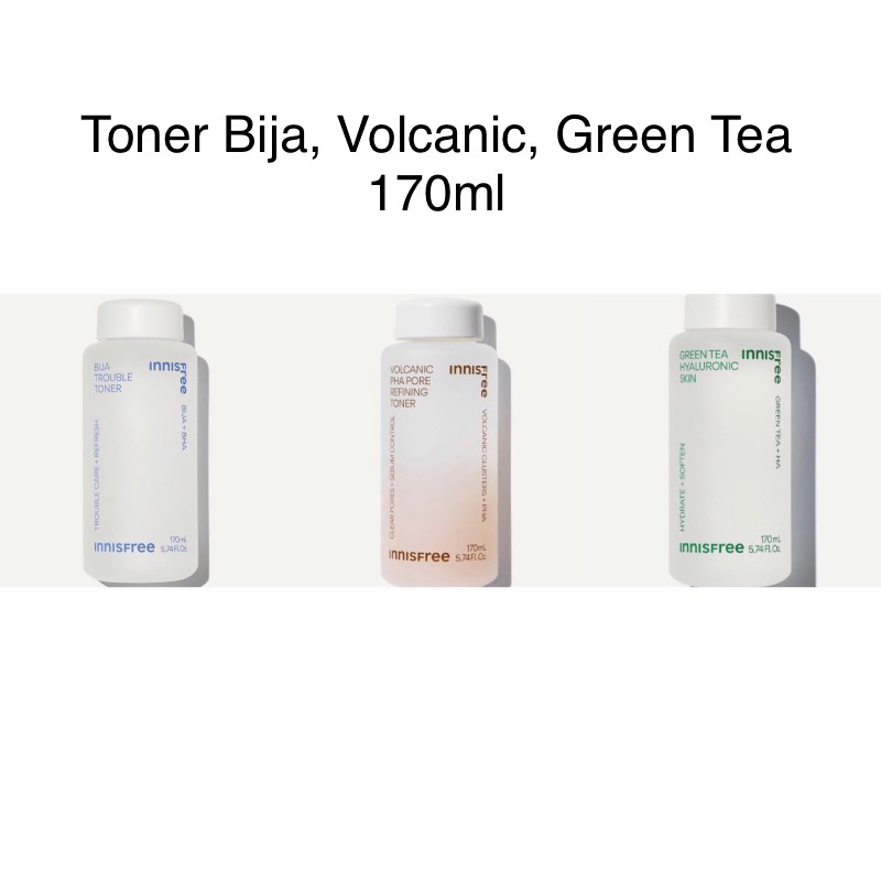 Innisfree Toner Nước cân bằng/nước hoa hồng Tro núi lửa, Trà xanh, Bija 170ml