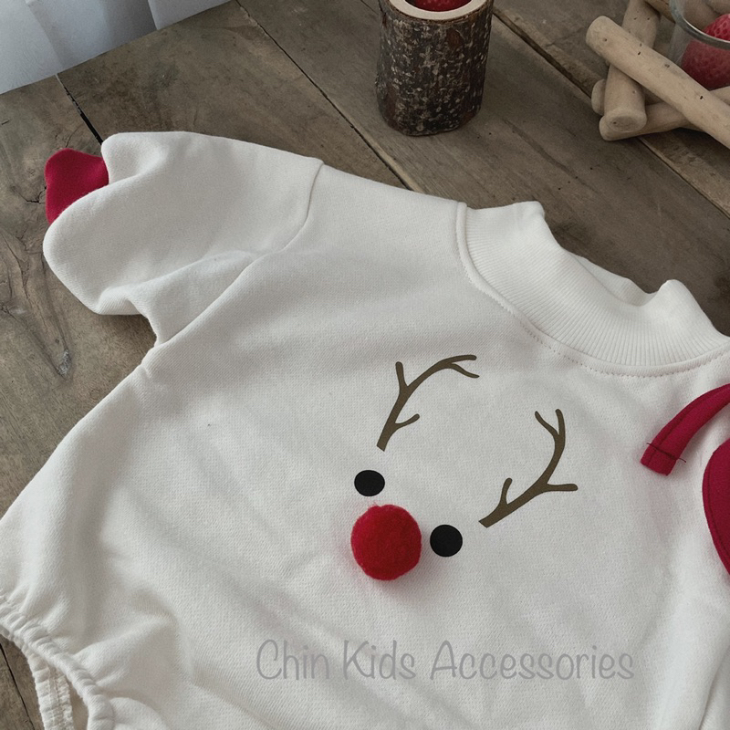 Suit kèm mũ tuần lộc chất liệu nỉ da cá mềm mại cho bé