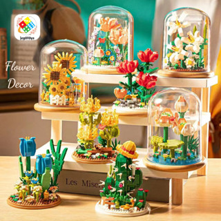 Mô Hình Lắp Ráp Hoa Decor - Trọn Bộ 8 Mẫu - Lắp RápHộp Hoa Decor - Có Hộp Kính Trong Suốt - Tặng Đèn