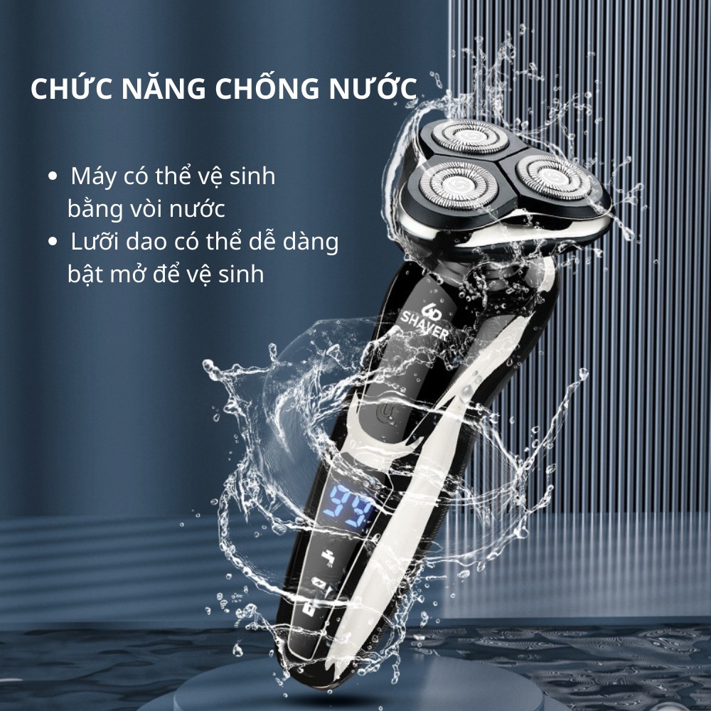 Máy Cạo Râu Shaver 6D Phiên Bản Nâng Cấp 3 Lưỡi Kép Nhập Khẩu Đức Có Đàn