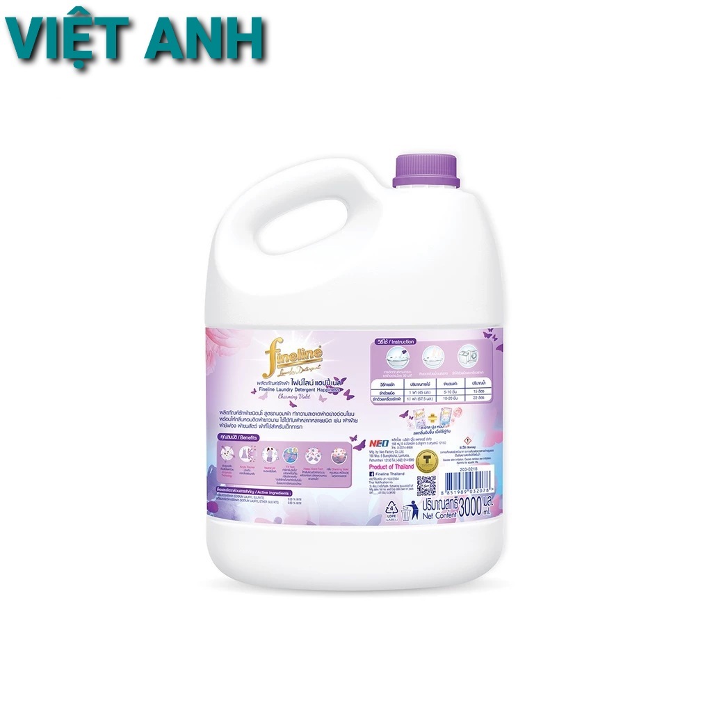 Nước Giặt Fineline Thái Lan Đậm Đặc Hương Nước Hoa Cao Cấp Can 3000 ml ( Màu Tím)