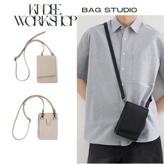 Túi đeo chéo unisex đựng điện thoại, giỏ đeo vai đi chơi basic style Hàn Quốc trơn đơn giản da PU cứng cáp Kindee