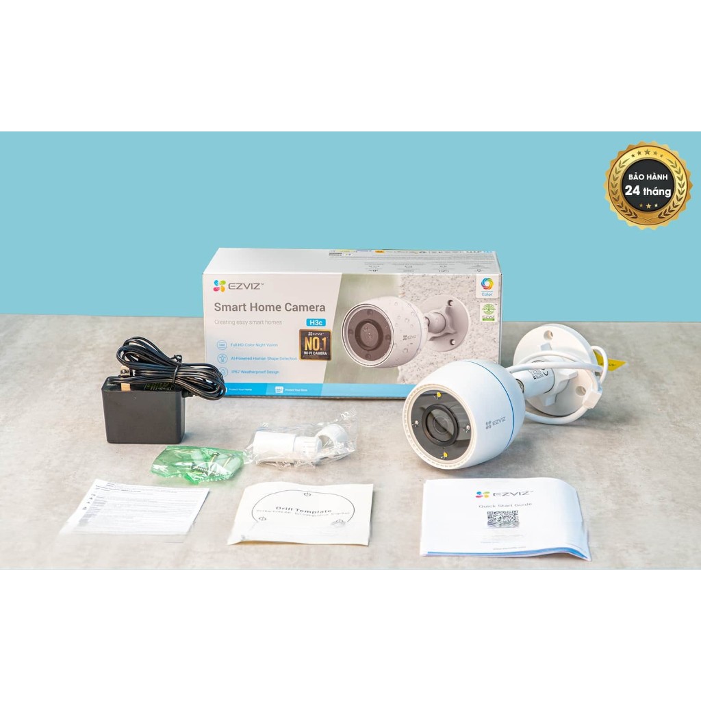 Camera wifi ngoài trời cố định Ezviz H3c 2MP/3MP/4MP 2K 2K+ chính hãng, ghi âm, có màu và không màu đêm | BigBuy360 - bigbuy360.vn