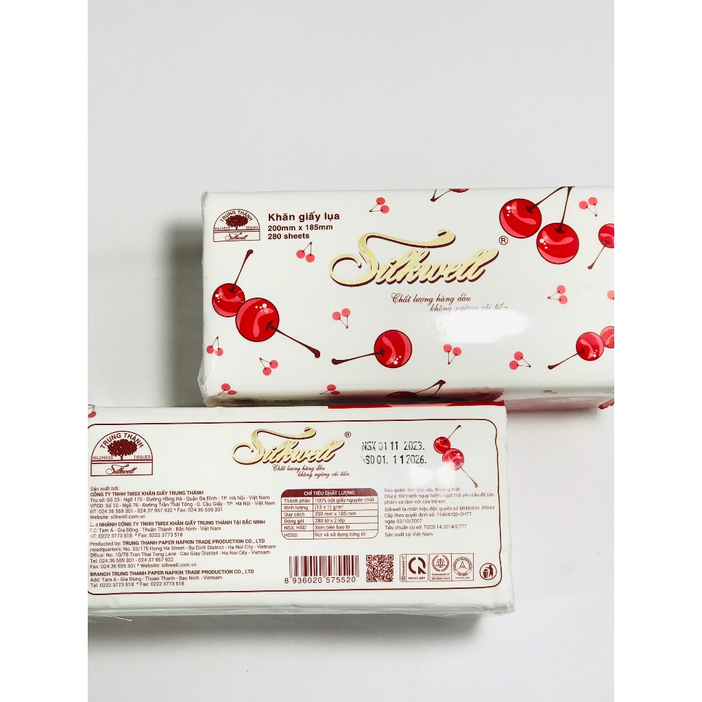 Giấy ăn rút lụa khổ lớn Chery Silkwell 280 tờ 2 lớp Hàng chính hãng