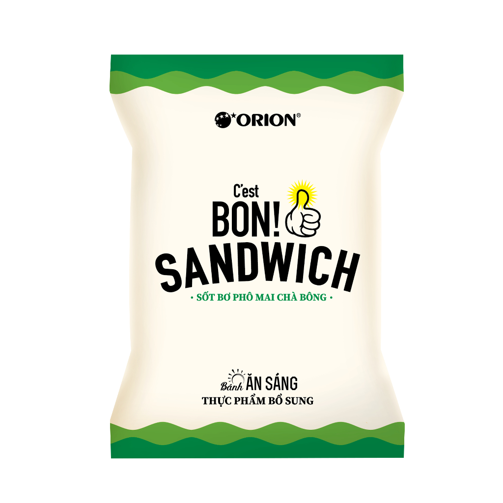 Combo 5 gói bánh ăn sáng C'est Bon Sandwich Sốt Bơ Phô Mai Chà Bông Orion (147G x 5)