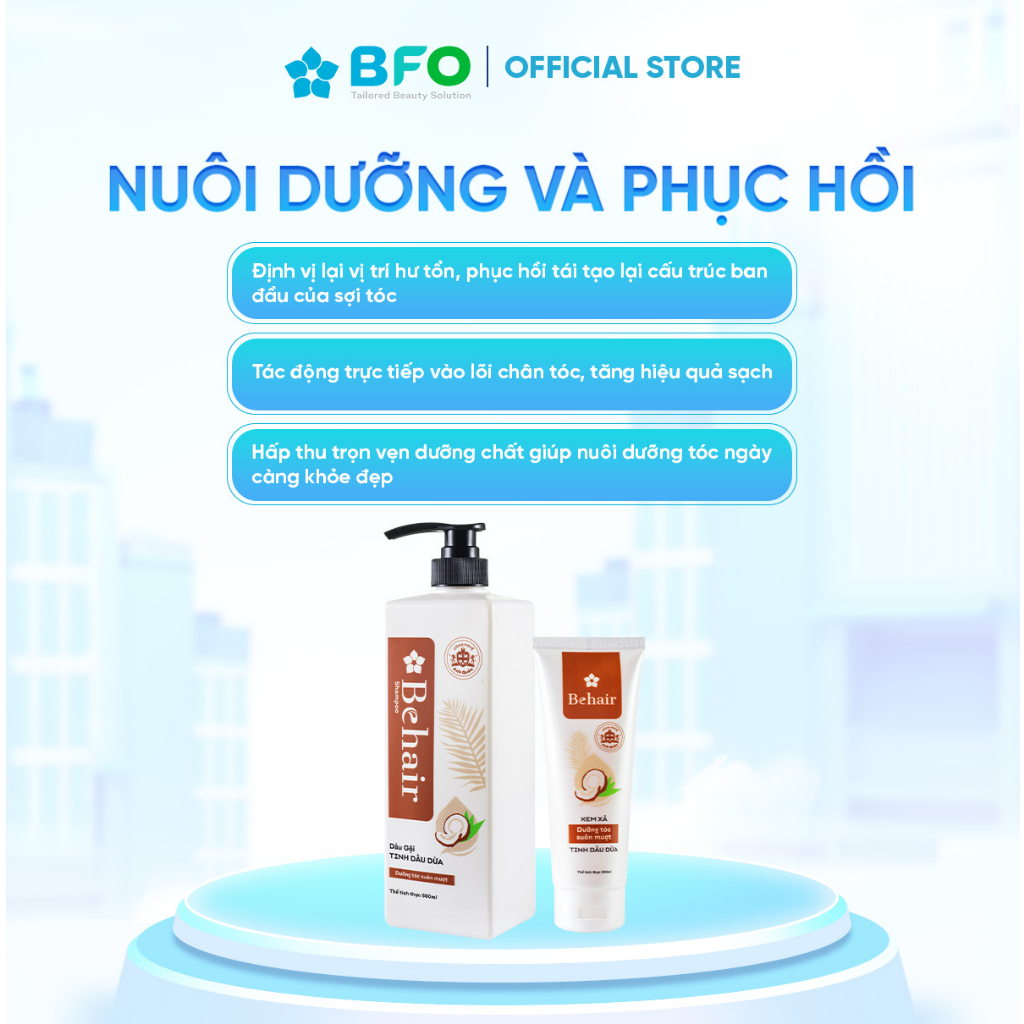 Dầu Gội Behair Tinh Dầu Dừa (800ml)