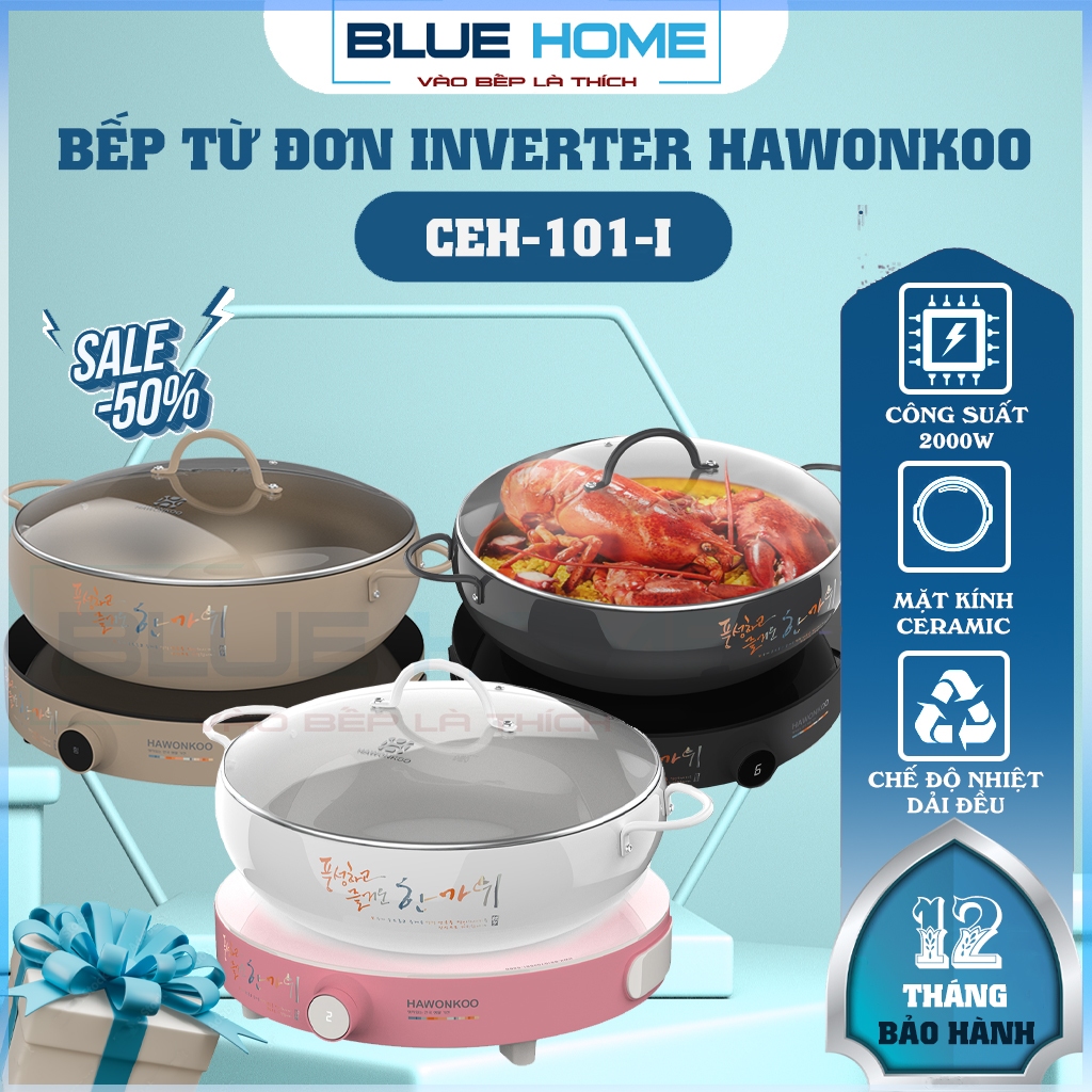 Bếp Từ Đơn Hawonkoo CEH-101-I, Tặng Kèm Nồi- Công Suất 2000w Inverter, Hàng Chính Hãng