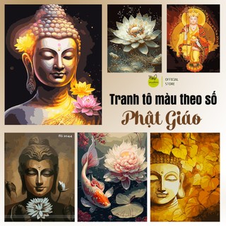 Tranh tô màu theo số tranh số hóa Phật Giáo kích thước 40x50cm đã căng khung - Kho SG ship toàn quốc