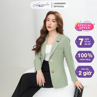 Áo vest công sở thiết kế cao cấp lavender fashion màu xanh 2 cúc túi cong v2727