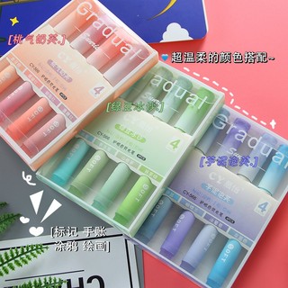Set 4 bút dạ quang, bút ghi nhớ siêu xinh cute màu ombre pastel độc đáo MIICHI BB106