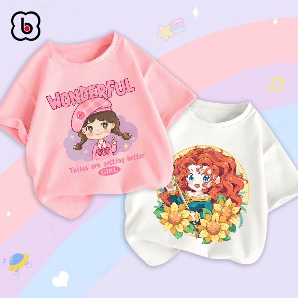 Áo thun bé gái BabyloveGO áo trẻ em mẫu hè 2023 họa tiết baby girl cá tính dễ thương
